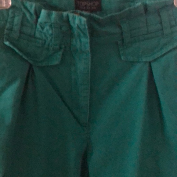 TopShop Green Pleated High Waist Skinny Pants - Picture 4 of 8